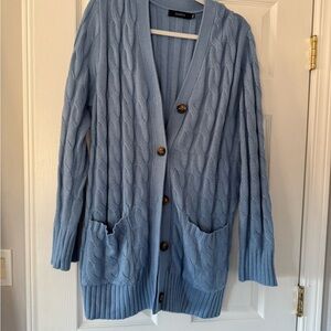 Zara Blue Oversized Cardigan Sweater